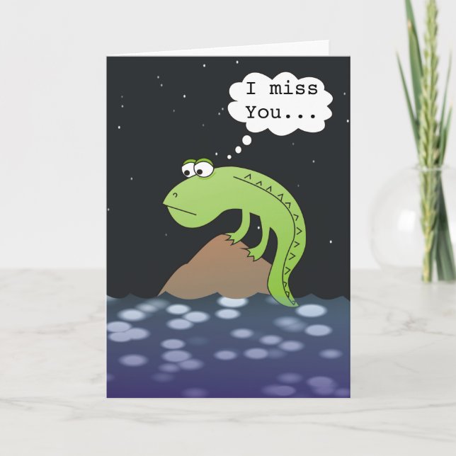 I Miss You Sad Lizard Greeting Cards Karte (Vorderseite)