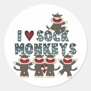 I Monkeys Liebe-Socke T-Shirts und Geschenke Runder Aufkleber