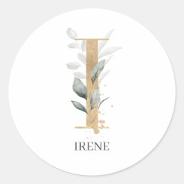 I Monogram Floral Personalisiert Runder Aufkleber