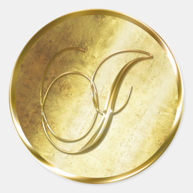 I Monogram Imitate Gold Umschlag Aufkleber Sticker (Vorderseite)
