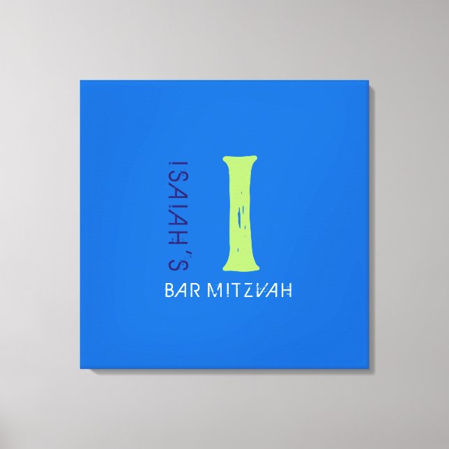 I Monogram, Initial Bar Bat Mitzvah Sign-In Board Leinwanddruck (Vorderseite)