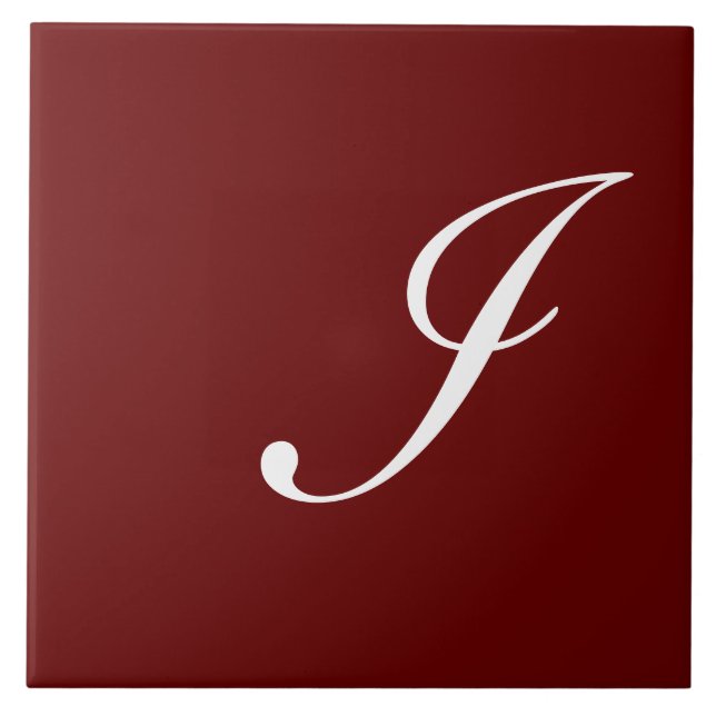 I Monogram Initial White on Maroon Fliese (Vorderseite)