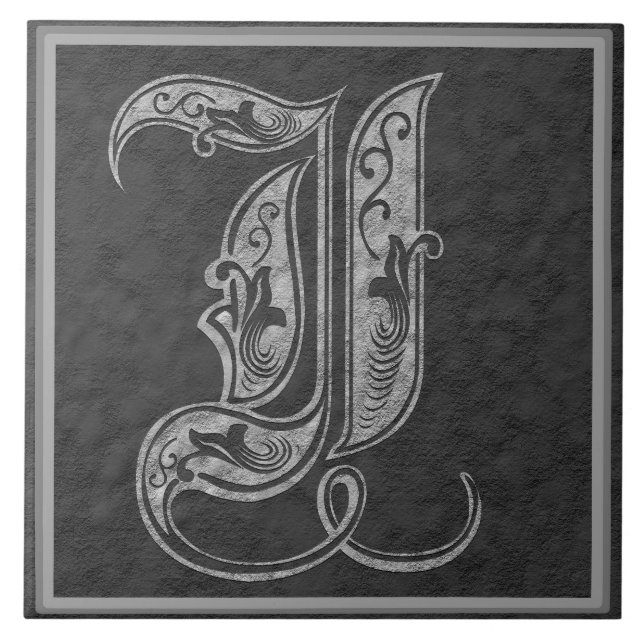 I Monogram "Royal Gray Stone" Keramik Tile Fliese (Vorderseite)