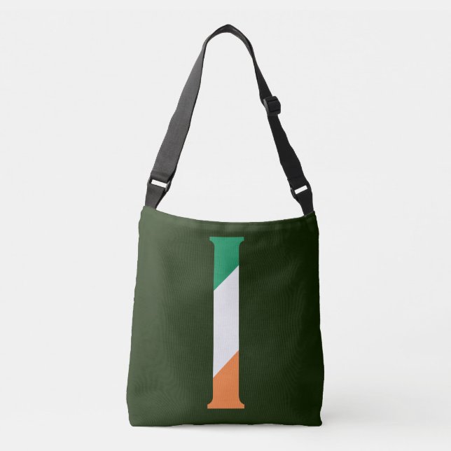 I Monogram überlagert sich auf Irish Flag cbcnt Tragetaschen Mit Langen Trägern (Vorderseite)