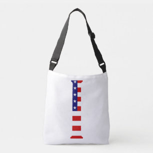 I Monogram überlagert sich auf US Flag cbcnt Tragetaschen Mit Langen Trägern