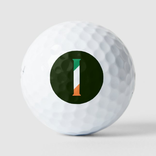 I Monogram überlappt auf irischer Flagge mit 6 gbt Golfball (Vorderseite)