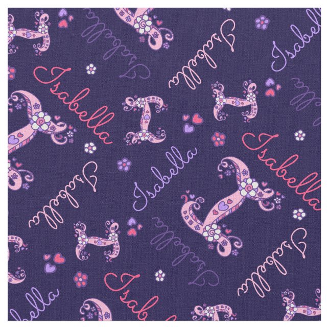 I monogramm und personalisierter Name Isabella Gew Stoff (Nahaufnahme)