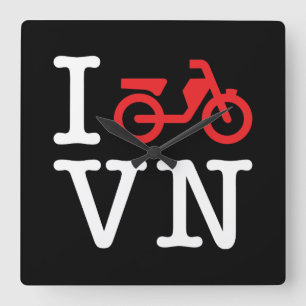 I Motorrad Vietnam Quadratische Wanduhr