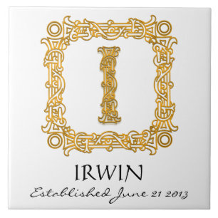 "I"-Nachname Hochzeitstag Monogram Tile Fliese