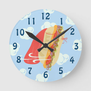 I Need A Hero Cartoon Cute Caped Sandwich Runde Wanduhr