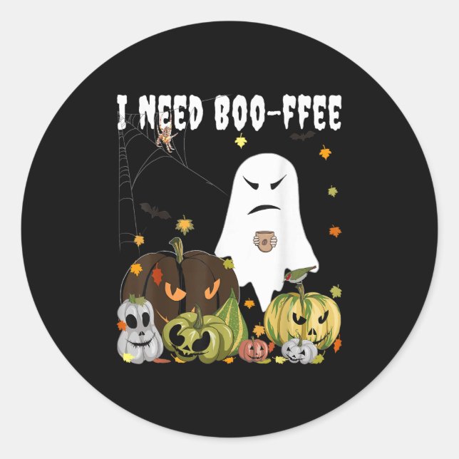 I Need Boo-ffee Ghost Jack-o-lantern Coffee Lover  Runder Aufkleber (Vorderseite)