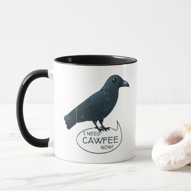 "I Need Cawfee Now", Niedliche, koffeinierte Keule Tasse (Mit Donut)