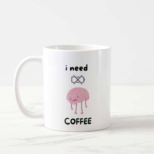 I Need Coffee - Funny Coffee Lover Mug" Kaffeetasse (Links)