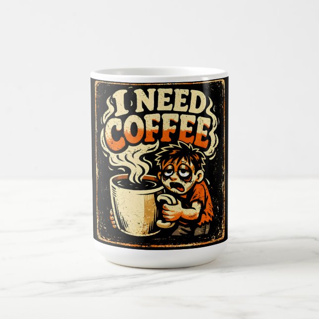 I Need Coffee – Morning Survival Humor Kaffeetasse (Mittel)