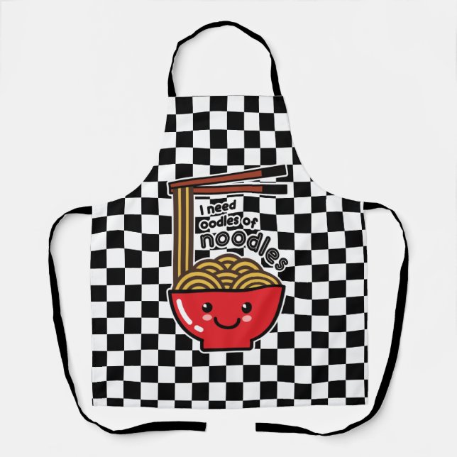 "I Need Noodles" Kawaii Ramen Bowl & Chopsticks Schürze (Vorderseite)