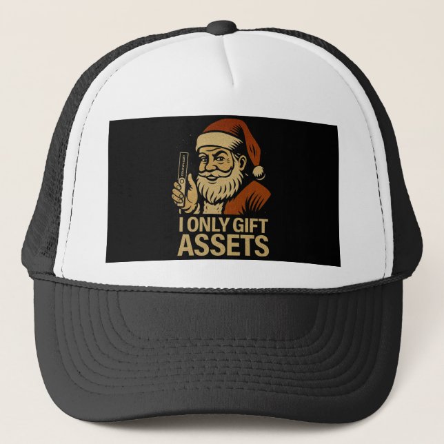 I Only Gift Assets™ Crypto Holiday Drop Web3 Gift Truckerkappe (Vorderseite)