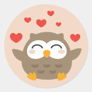 I Owl You Illustration Runder Aufkleber