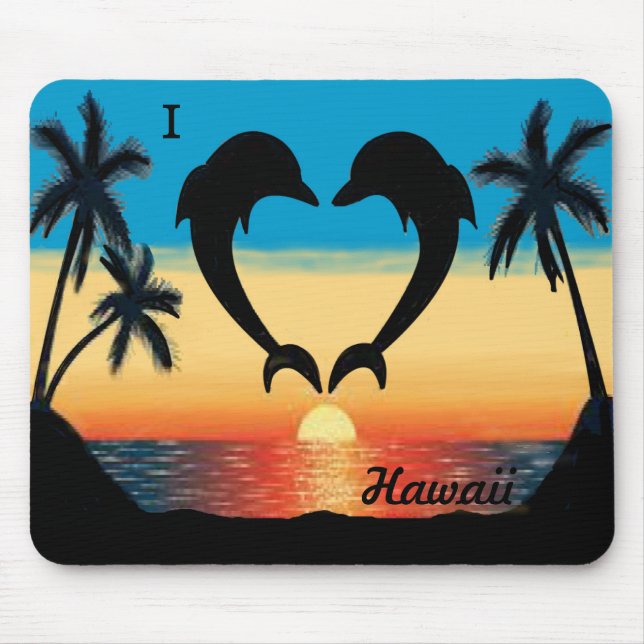 I Ozean-Sonnenuntergang-Palmen Herz-Hawaiis Mousepad (Vorne)