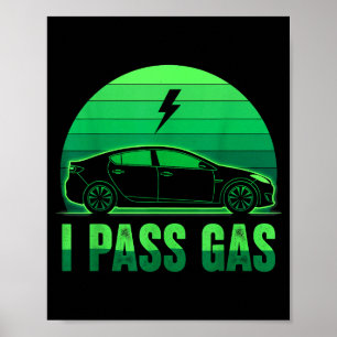 I P Gas Elektroauto Lustiges Ev Fahrzeug Sonnenunt Poster