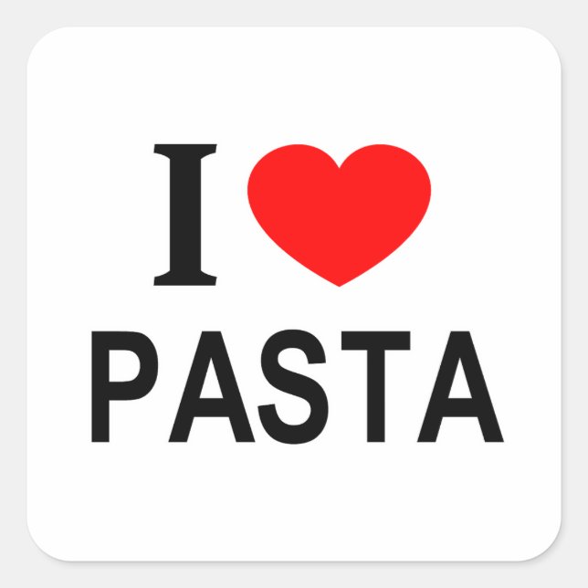 I ❤️ PASTA I LIEBE PASTA I HEART PASTA QUADRATISCHER AUFKLEBER (Vorderseite)