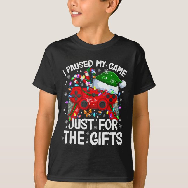 I Paused My Game For Christmas Santa Gamer Xmas Vi T-Shirt (Vorderseite)