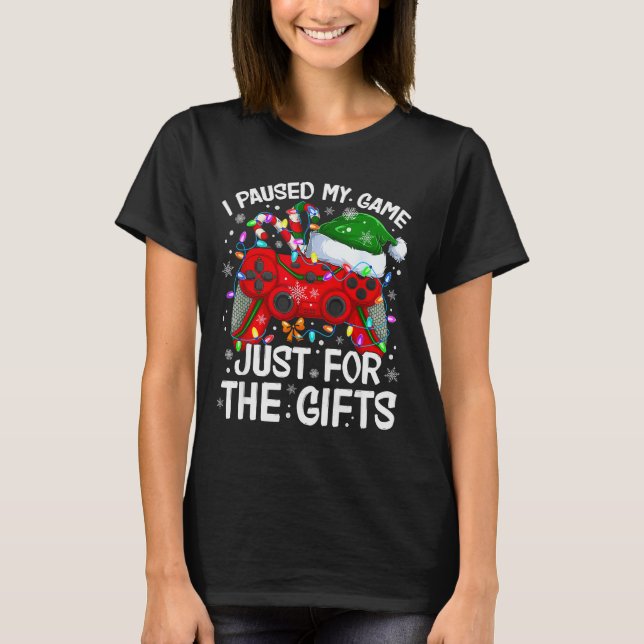 I Paused My Game For Christmas Santa Gamer Xmas Vi T-Shirt (Vorderseite)