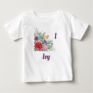 I. Personalisieren von Buchstabennamen, Rose-Blume Baby T-shirt
