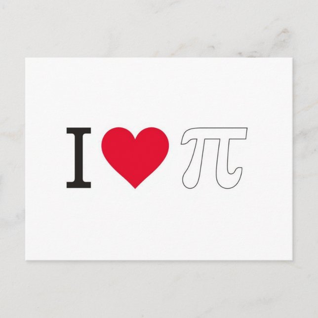 I ♥ Pi – Minimalist Pi Day Greeting Card Postkarte (Vorderseite)