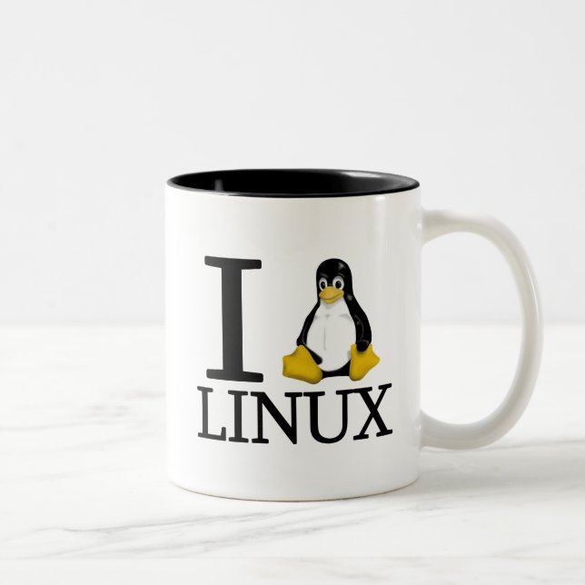 I Pinguin Linux 2 Zweifarbige Tasse (Rechts)