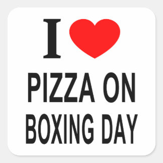 I ❤️ PIZZA AM BOXING TAG I LIEBE PIZZA AN BOXING D QUADRATISCHER AUFKLEBER