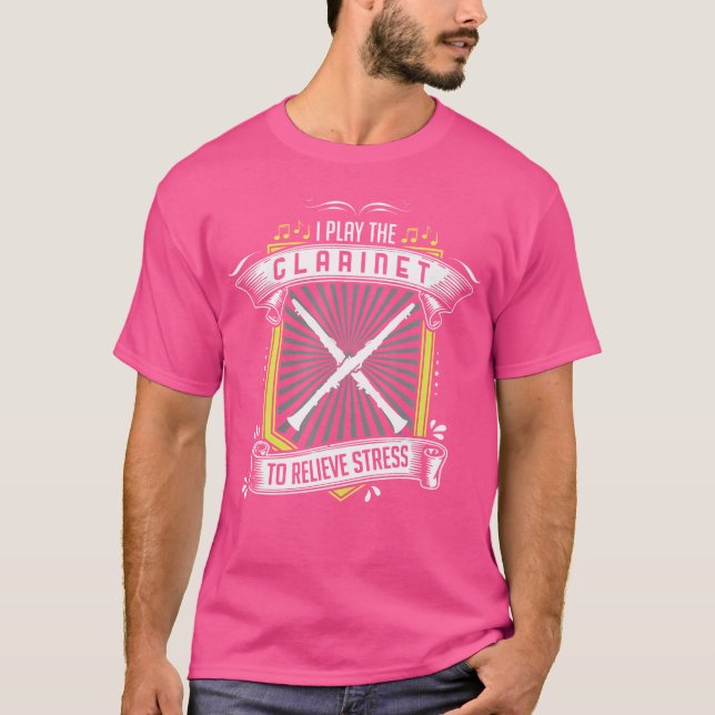 I Play Clarinet To Relieve Stress Band Orchestra M T-Shirt (Vorderseite)