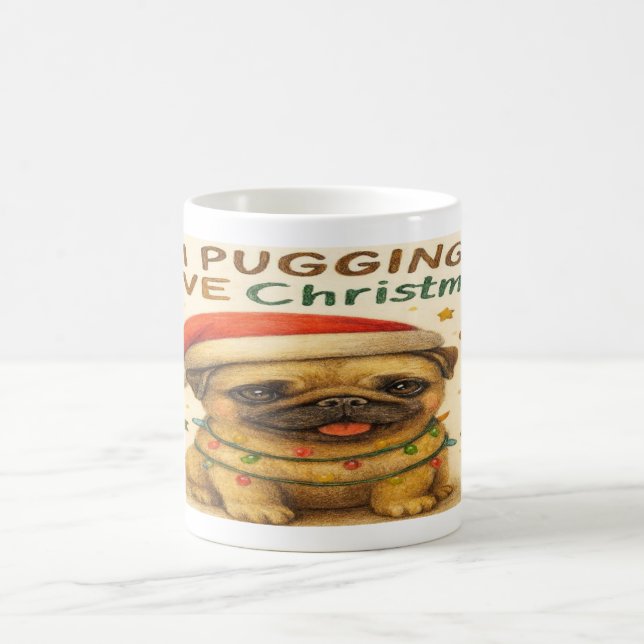 “I Plugging Love Christmas” Hand Drawing Kaffeetasse (Mittel)