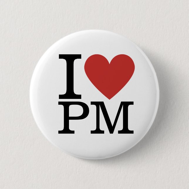 I ❤️ PM Projektmanagement für Mitarbeiter CUSTOM B Button (Vorderseite)