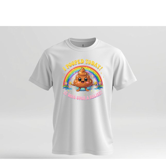 I Pooped Today Funny Rainbow Cartoon Humor Design T-Shirt (Von Creator hochgeladen)