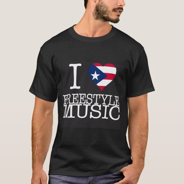 I Pr Heart Style Music Black T Shirt  (Vorderseite)