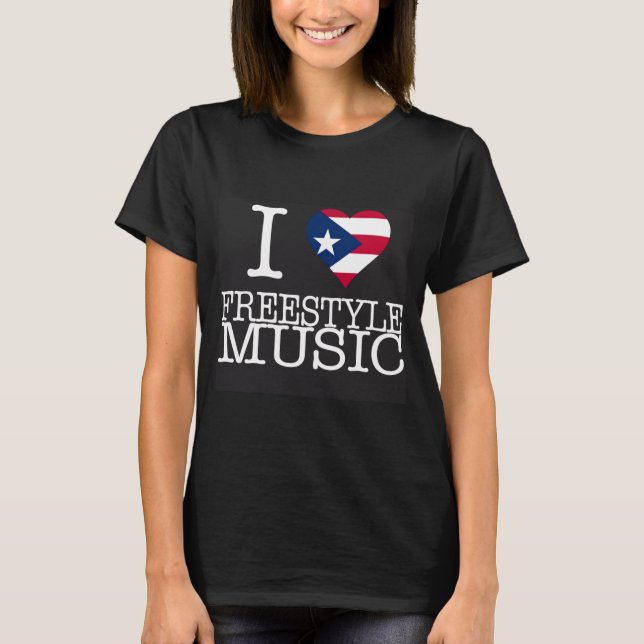 I Pr Heart Style Music Black T Shirt  (Vorderseite)