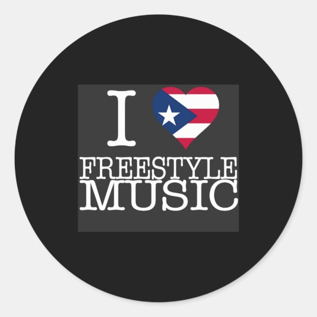 I Pr Heart Style Music Black T Shirt  Runder Aufkleber (Vorderseite)