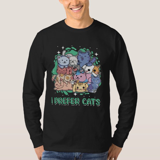 I Prefer Cats Introvert Cat  Antisocial Kitten Cat T-Shirt (Vorderseite)