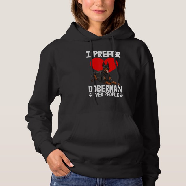 I Prefer Doberman Over People  Men Love Doberman B Hoodie (Vorderseite)
