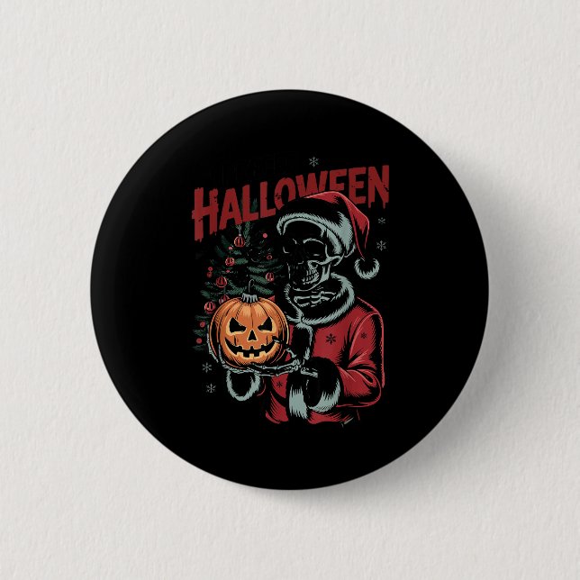 I Prefer Halloween Christmas Creepy Cute Skeleton  Button (Vorderseite)