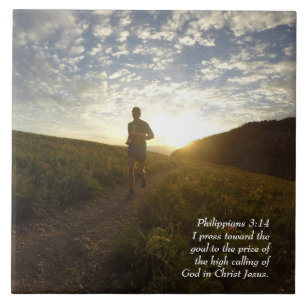I press Toward the Goal Philippians 3:14 Scripture Fliese