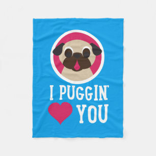 I Puggin Liebe Sie Mops-Fleece-Decke Fleecedecke