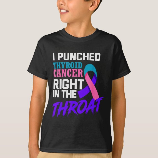 I Punched Thyroid Cancer Funny Thyroid Cancer Surv T-Shirt (Vorderseite)