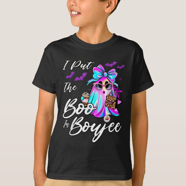 I Put The Boo In Boujee Funny Leopard Boujie Ghost T-Shirt (Vorderseite)