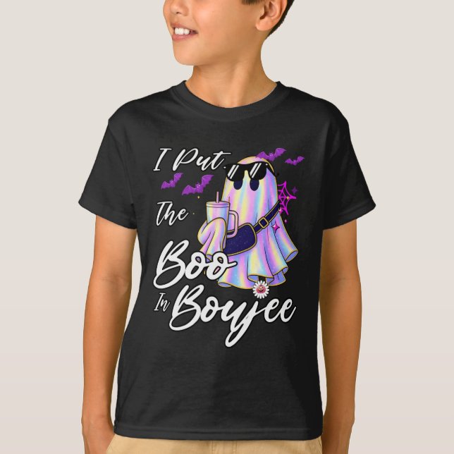 I Put The Boo In Boujee Funny Leopard Boujie Ghost T-Shirt (Vorderseite)