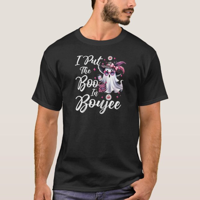 I Put The Boo in Boujee Ghost Funny Pink Leopard H T-Shirt (Vorderseite)