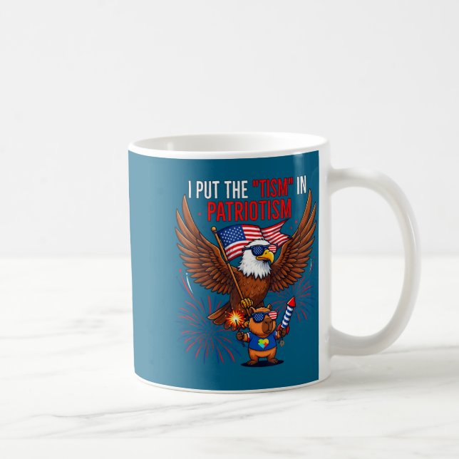 I Put The Tism In Patriotism Athletic Eagle Tism F Kaffeetasse (Rechts)