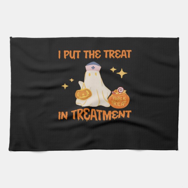 I Put Treat In Treatment Retro Funny Nurse Doctor  Geschirrtuch (Horizontal)