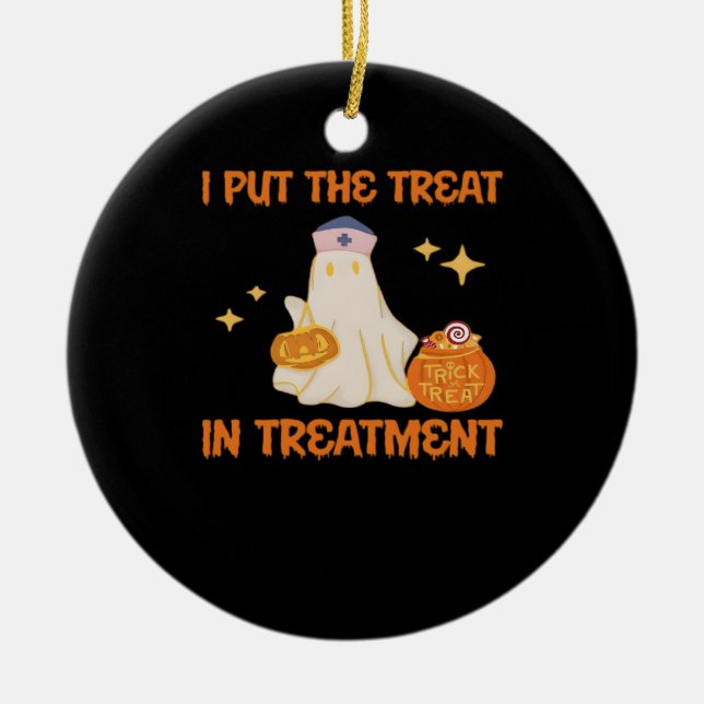 I Put Treat In Treatment Retro Funny Nurse Doctor  Keramik Ornament (Vorne)