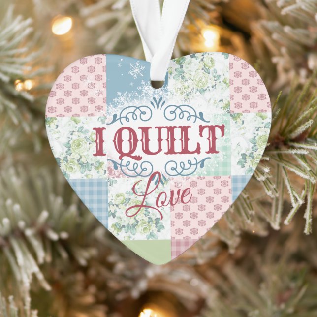I quilt-Liebe-Patchwork-Quilter-Nähwein Weihnachte Ornament (Baum)